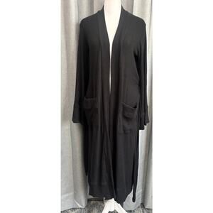 Chaser Long maxi ribbed Cardigan Black Sweater Womens super soft Size Small